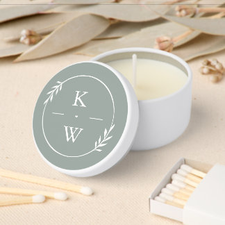 Sage Green Wedding Monogram Mini Candle Favors
