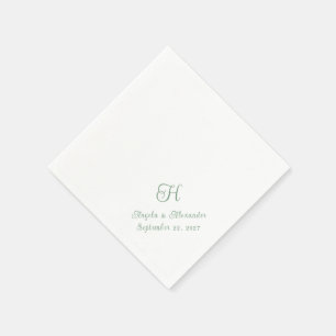 Sage Green Wedding Monogram Script Napkins
