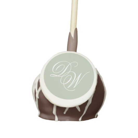 Sage Green Wedding Monogram Simple Elegant Script Cake Pops (Front)
