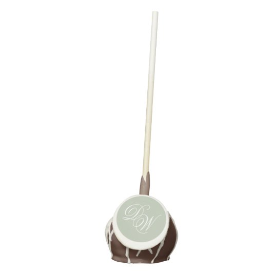 Sage Green Wedding Monogram Simple Elegant Script Cake Pops (Front)
