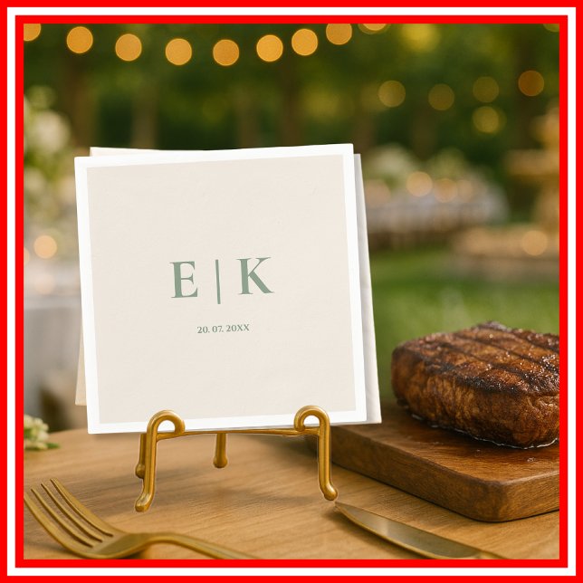 Sage Green Wedding | Monogram Wedding Napkins (Creator Uploaded)