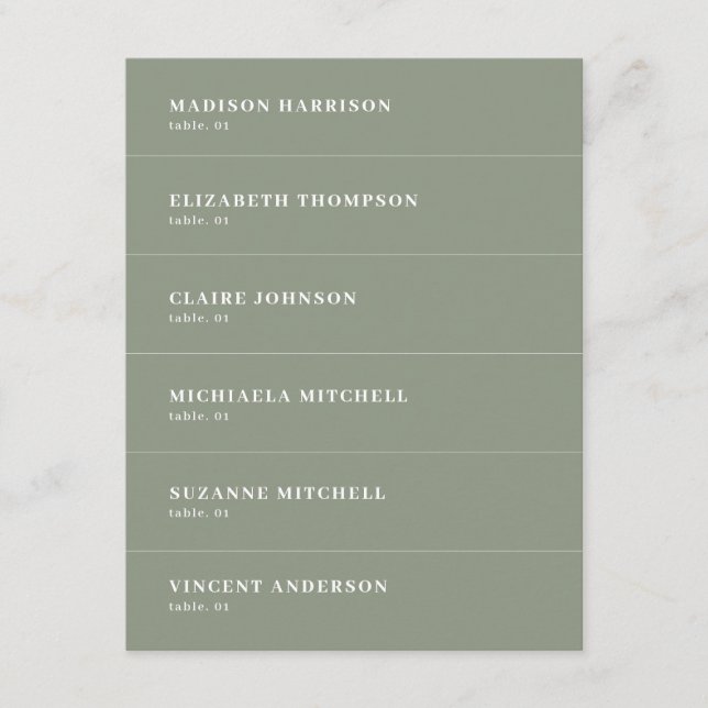 Sage Green Wedding Name Place Card DIY (Front)