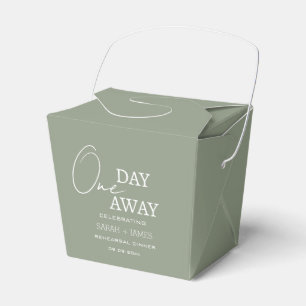 Sage Green Wedding One Day Away Rehearsal Dinner Favor Boxes