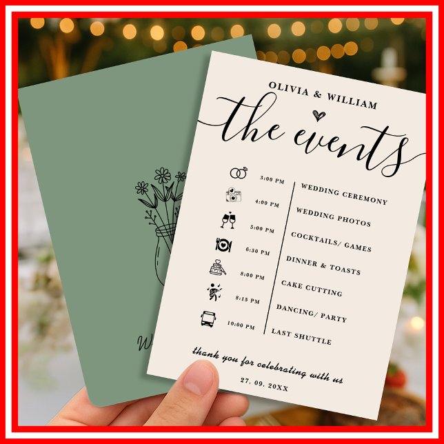 Sage Green Wedding Order of Events Program (Creator Uploaded)