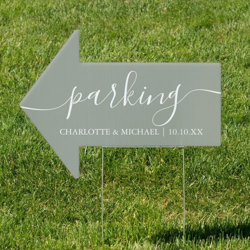 Sage Green Wedding Parking This Way Arrow Sign