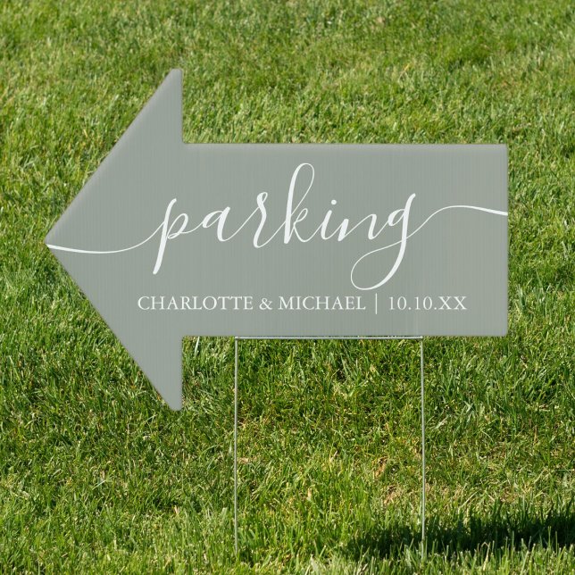 Sage Green Wedding Parking This Way Arrow Sign (Sage Green Wedding Parking This Way Arrow Sign)