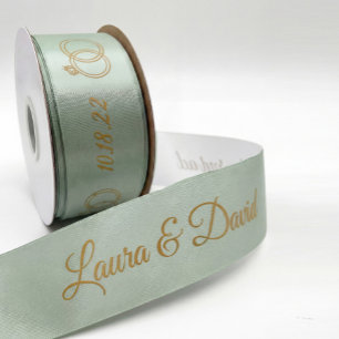 Sage Green Wedding Personalized Name Ribbon