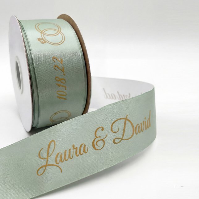 Sage Green Wedding Personalized Name Ribbon (Creator Uploaded)
