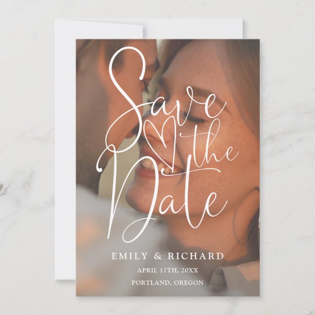Sage Green Wedding Photo Elegant Script QR Code Save The Date (Front)