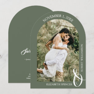 Sage Green Wedding Photo QR Code Save the Date