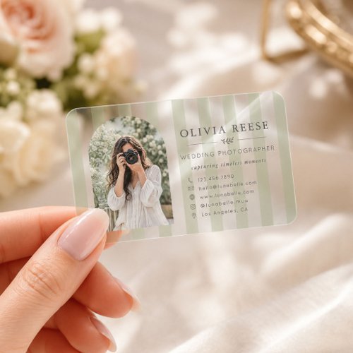 Sage Green Wedding Photographer  Clear Business Cards