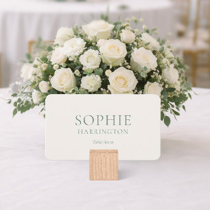 Sage Green Wedding Place Card with Table Number 