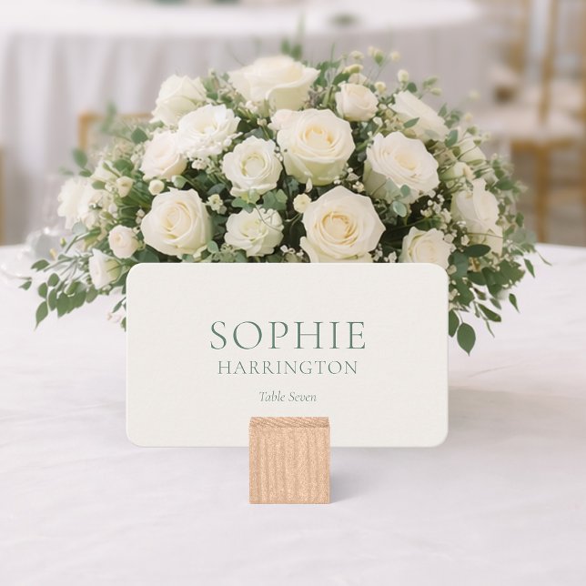 Sage Green Wedding Place Card with Table Number  (Creator Uploaded)