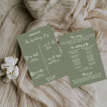 Sage Green Wedding Program Card Editable Template<br><div class="desc">Create a beautiful and organized wedding ceremony experience with this Elegant Sage Green Wedding Program Card. This minimalist template is fully editable, allowing you to customize ceremony details, timelines, wedding party names, and personal notes. Perfect for modern, rustic, boho, and garden weddings. ✔ Editable order of service ✔ Minimalist sage...</div>