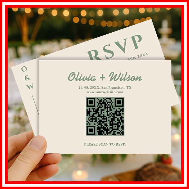 Sage Green Wedding | QR Code RSVP Card (Creator Uploaded)
