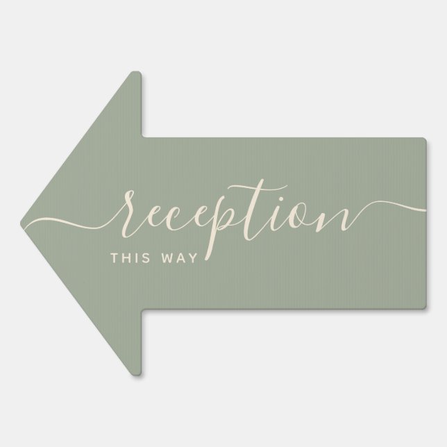 Sage Green Wedding Reception Arrow Sign (Front)