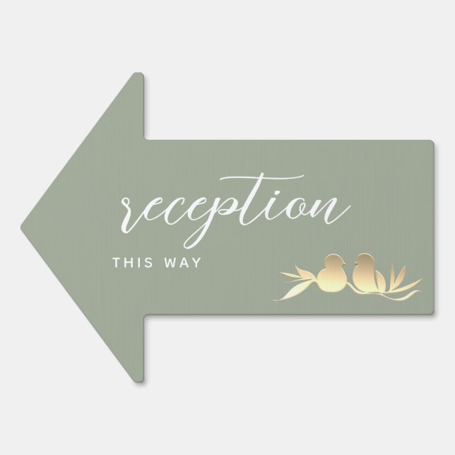 Sage Green Wedding Reception Arrow  Sign (Front)