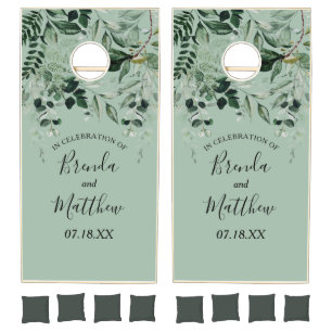 Sage Green wedding reception game cornhole board