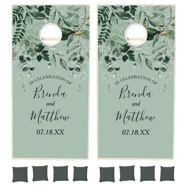 Sage Green wedding reception game cornhole board (Set)