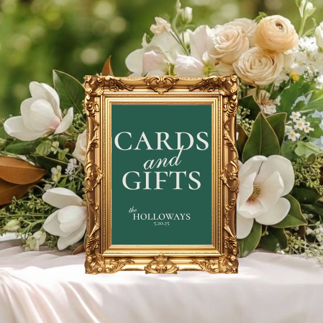 Sage Green Wedding Reception Gift Table Sign (Wedding Bridal Shower Cards and Gifts Poste)