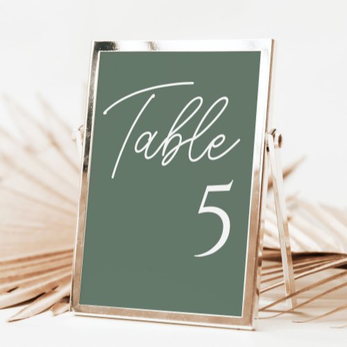 Sage Green Wedding Reception Table Number