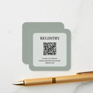 Sage Green Wedding Registry QR Code Enclosure Card