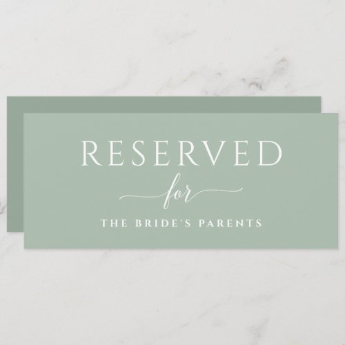 Sage Green Wedding Reserved Sign Romantic Invitation