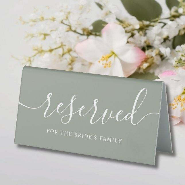 Sage Green Wedding Reserved Table Tent (Sage Green Reserved Wedding Table Tent)