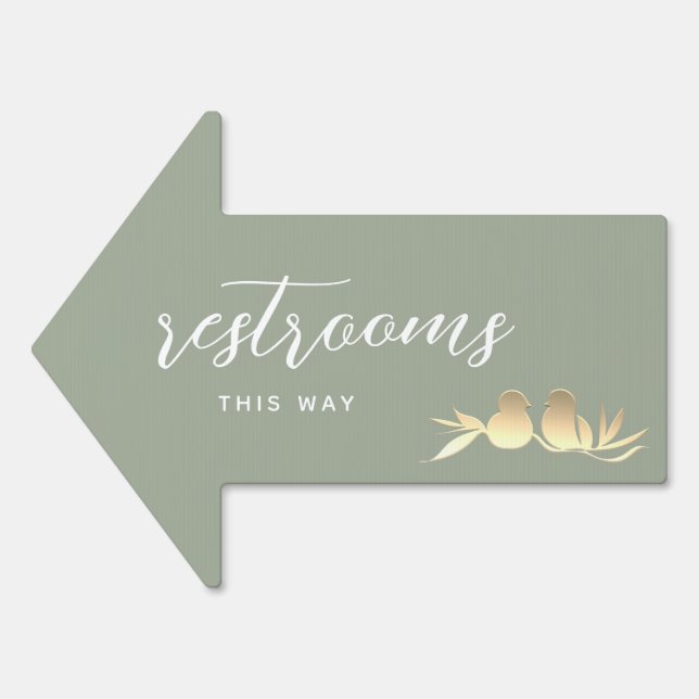 Sage Green Wedding Restrooms Arrow  Sign (Front)