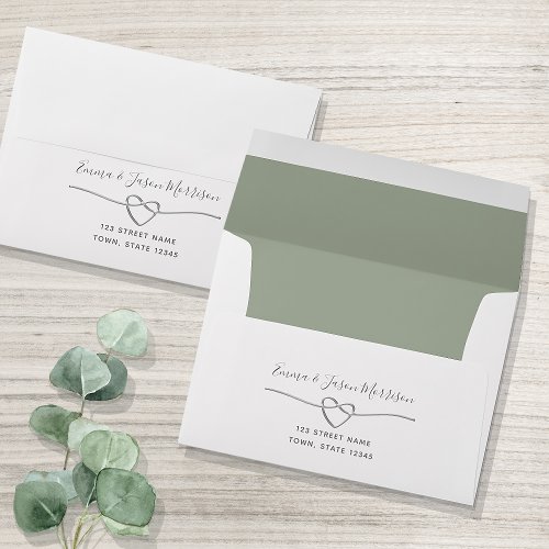 Sage Green Wedding Return Address 5x7 Envelope