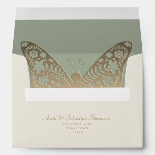 Sage Green Wedding Return Address Envelope