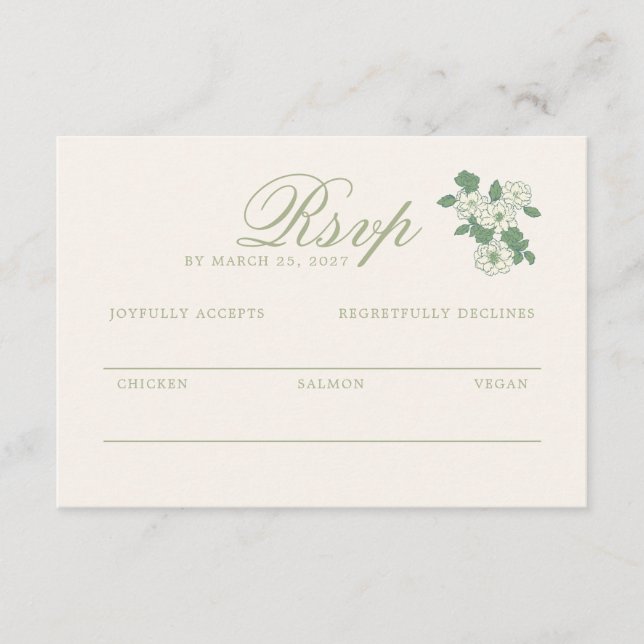 Sage Green Wedding RSVP Response Card (Front)