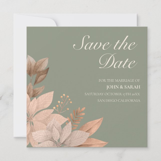 Sage Green Wedding Save the Date Invitation (Front)