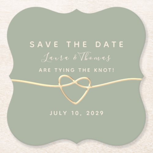 Sage Green Wedding Save The Date Invitation Paper Coaster