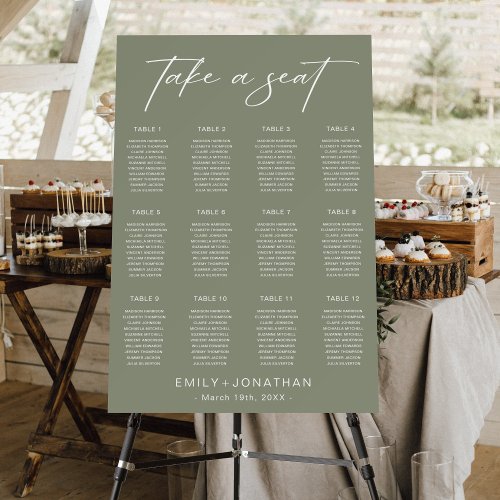 Sage Green Wedding Seating Chart Foam Board