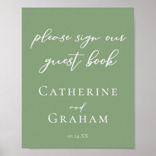 Sage Green Wedding Sign Our Guest Book Poster