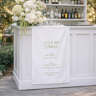 Sage Green Wedding Signature Drinks Fabric Sign