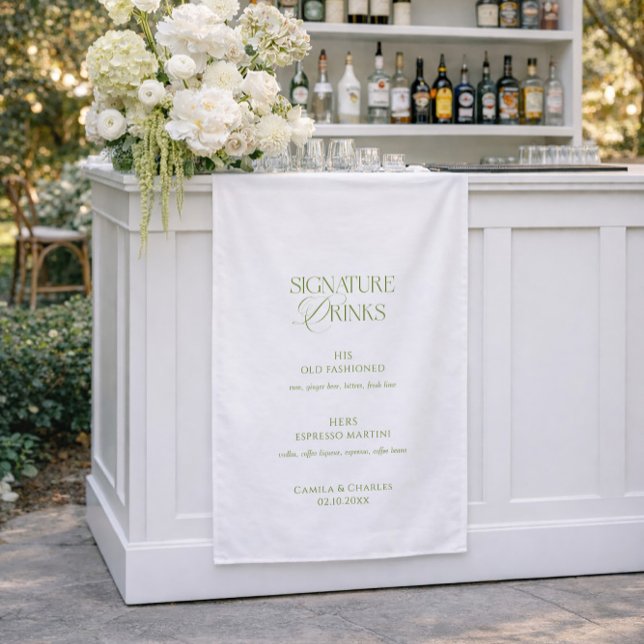 Sage Green Wedding Signature Drinks Fabric Sign (Creator Uploaded)