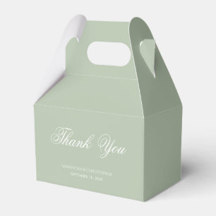Sage Green Wedding Simple Calligraphy Thank You  Favor Boxes