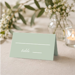 Sage Green Wedding Simple Calligraphy White Script Place Card