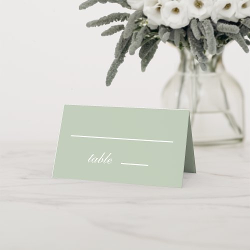 Sage Green Wedding Simple Calligraphy White Script Place Card