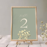 Sage Green Wedding Table Number Card<br><div class="desc">Elevate your reception tables with this elegant sage green table number card,  featuring soft beige wildflowers and modern calligraphy. A perfect addition to rustic,  botanical,  or neutral-toned weddings for a cohesive and refined décor.</div>