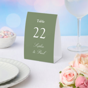 Sage Green Wedding Table Number Paper Table Tent