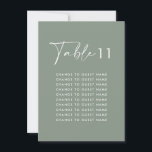 Sage green wedding table number seating chart<br><div class="desc">Budget natural Sage green elegant modern wedding table number seating chart decor sign.</div>