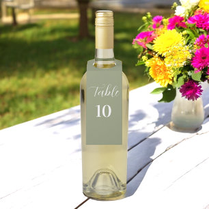 Sage Green Wedding Table Number Simple Bottle Hanger Tag