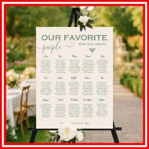 Sage Green Wedding Table Seating Chart Foam Board