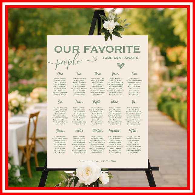 Sage Green Wedding | Table Seating Chart Foam Board (Creator Uploaded)