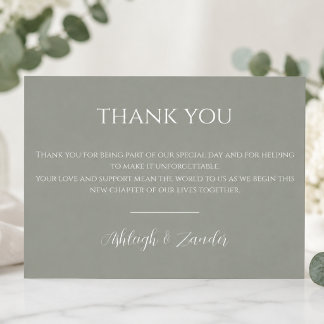 Sage Green Wedding Thank You Card
