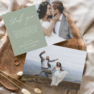 Sage Green Wedding Thank You Cards Flyer