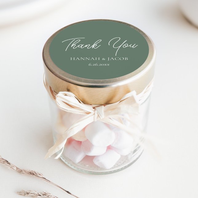 Sage Green Wedding Thank You Favor Sticker (Creator Uploaded)
